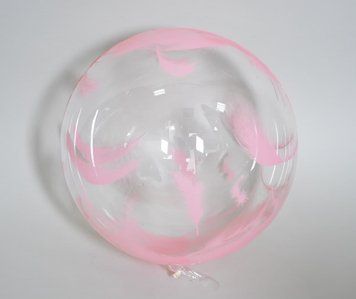 Повітряна кулька Сфера Bubbles (баблс) 18&rdquo; Прозора з принтом рожеве пір'я (Китай)
