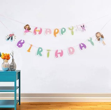 Паперова гірлянда Happy birthday З Дівчинкою