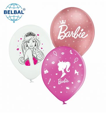 Латексна кулька Belbal 12" Лялька Барбі мікс (хром рожевий, білий, рожевий) (25 шт)