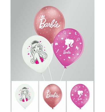 Латексный шар Belbal 12" Кукла Барби микс (хром розовый, белый, розовый) (25 шт)