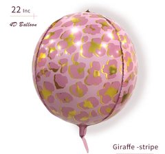 Фальгована Кулька 22” Сфера рожевий леопард 55 см (Китай)