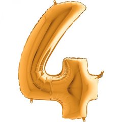 Фольгированный шар Grabo цифра «4» Золото 40" в уп