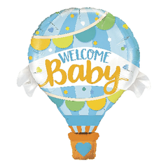 Фольгована кулька Велика фігура Повітряна куля Welcome baby Блакитний (Китай)