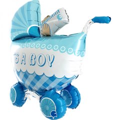 Фольгированный шар Grabo Большая фигура детская коляска голубая 95 см