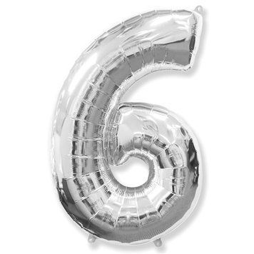 Фольгована кулька Flexmetal цифра &laquo;6&raquo; Срібло 40"
