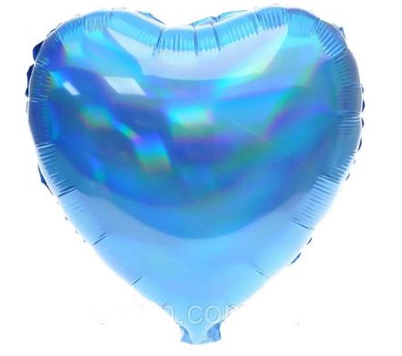 18” сердце голограмма синее (кит)