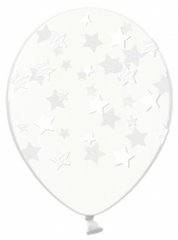 Латексный шар Belbal 12” Белые звезды на прозрачном (1 шт)