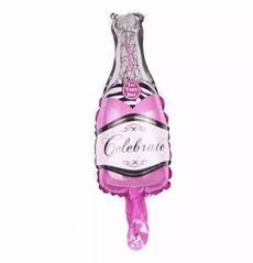 Фольгована кулька Міні фігура Пляшка шампанського Рожева (Китай)