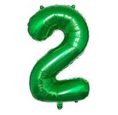 Фольгована кулька цифра «2» зелена 32” під гелій в уп. (Китай)