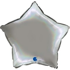 Фольгированный шар Grabo 18” Звезда Голографический платиновый Серебро