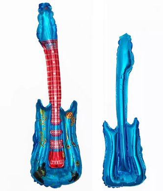 Фольгована кулька Велика фігура гітара синя 85 см (Китай)