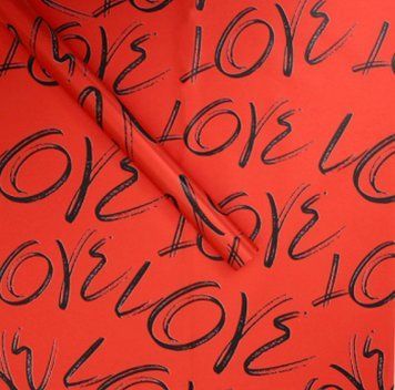 Калька флористична у листах Love на червоному (20 л) 60х60