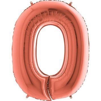 Фольгированный шар Grabo цифра &laquo;0&raquo; Розовое Золото 40" в уп