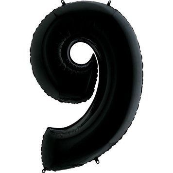Фольгированный шар Grabo цифра &laquo;9&raquo; Чёрный 40" в уп