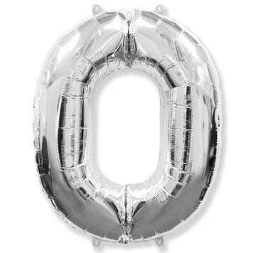Фольгована кулька Flexmetal цифра &laquo;0&raquo; Срібло 40"
