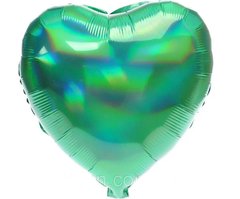 Фольгована кулька 18” Серце Голограма Зелене (Китай)