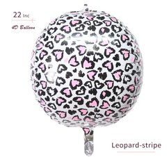 Фальгована Кулька 22” Сфера рожевий гепард 55 см (Китай)