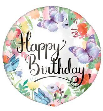 Фольгированный шарик 18&rdquo; у бабочки Happy Birthday (Китай)