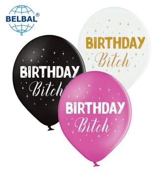 Латексна кулька Belbal 12" З написами "Happy Birthday, bith" (25 шт)