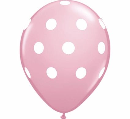 Латексна кулька Gemar 12” Рожева кулька у білий горох (25 шт)