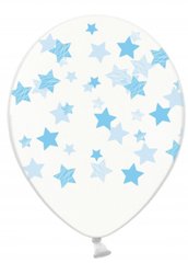 12” шарик голубые звезды на прозрачном (b105) 1 шт