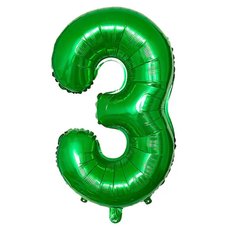 Фольгована кулька цифра «3» зелена 32” під гелій в уп. (Китай)