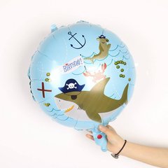 Фольгированный шар 18″ круг Акула пират (Китай)