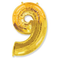 Фольгована кулька Flexmetal цифра «9» Золото 40"