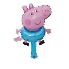 Фольгована кулька Міні фігура Свинка Пеппа блакитний 45х25 см (Китай)