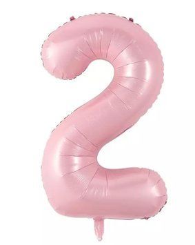 Фольгована кулька цифра &laquo;2&raquo; Рожева 16" (Китай)