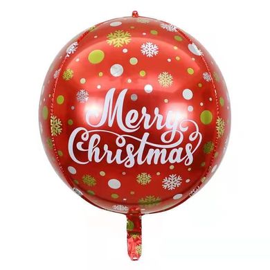 Фольгированный шар 22” Сфера Mary Christmas красная НГ (Китай)