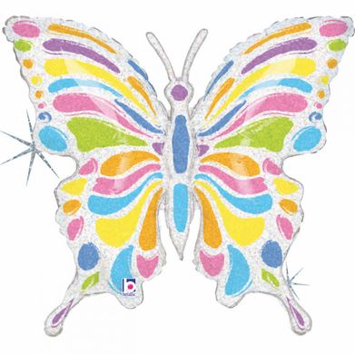 Фольгированный шар Grabo Большая фигура бабочка блестящая голограмма 85 см