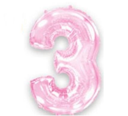 Фольгована кулька Flexmetal цифра «3» Рожева 40"