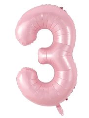 Фольгована кулька цифра «3» Рожева 16" (Китай)