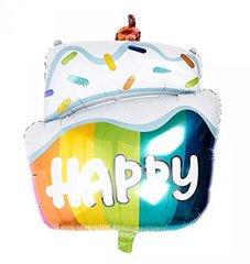 Фольгована кулька Велика фігура Тортик Happy 65 см (Китай)