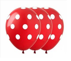 Латексна кулька Gemar 12″ Червона кулька у білий горох (5 ст) (100 шт)