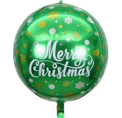Фольгированный шар 22” Сфера Mary Christmas Зеленая НГ (Китай)