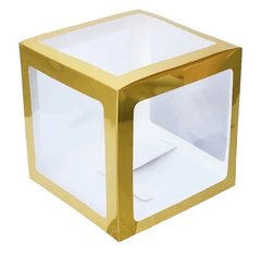 Коробка кубик 30*30*30 см для повітряних кульок Золото грані (1 шт)
