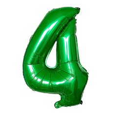 Фольгированный шар цифра «4» зелёная 32” под гелий в уп. (Китай)