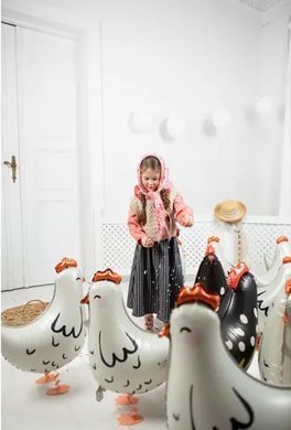 Фольгована кулька PartyDeco ходяча фігура курка біла 60х48 см