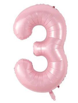 Фольгована кулька цифра &laquo;3&raquo; Рожева 16" (Китай)