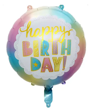 Фольгированный шар 18" Круг "Happy Birthday" нежный макарун