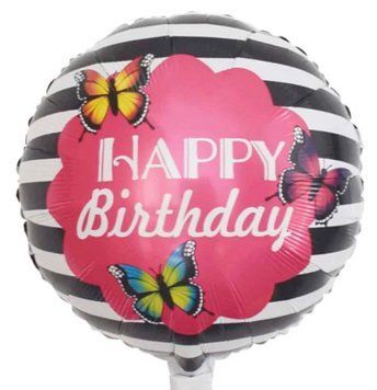 Фольгована кулька 18&rdquo; круг смугастий HB з метеликами Китай