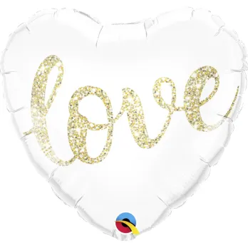 Фольгированный шар Qualatex 18&rdquo; сердце LOVE Глиттер золото