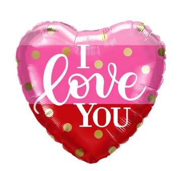 Фольгированный шар 18&Prime; Сердце "I love you" розовые полоски (Китай)