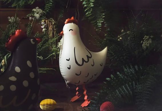 Фольгована кулька PartyDeco ходяча фігура курка біла 60х48 см