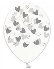 Латексна кулька Belbal 12" Срібні серця на прозорому (1 шт)