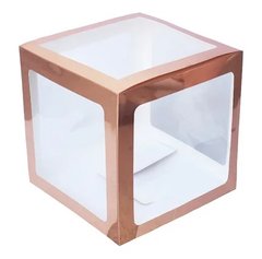 Коробка кубик 30*30*30 см для воздушных шаров Rose Gold грани (1 шт)