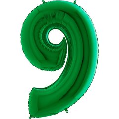 Фольгована кулька Grabo цифра «9» Зелена 40" в уп