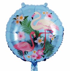 Фольгированный шар 18″ круг “два фламинго на голубом фоне” Китай